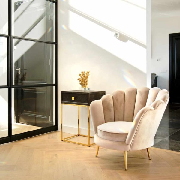 Lounge chair Perla khaki velvet