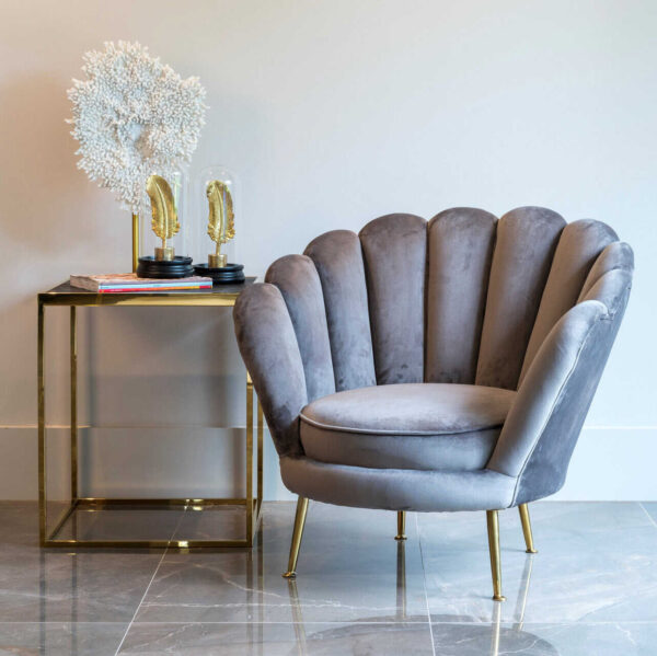 Lounge chair Perla khaki velvet