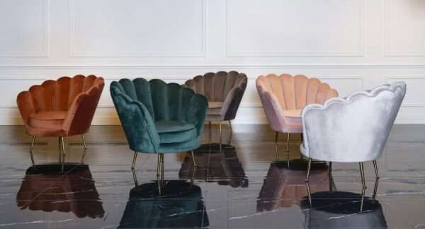 Lounge chair Perla khaki velvet