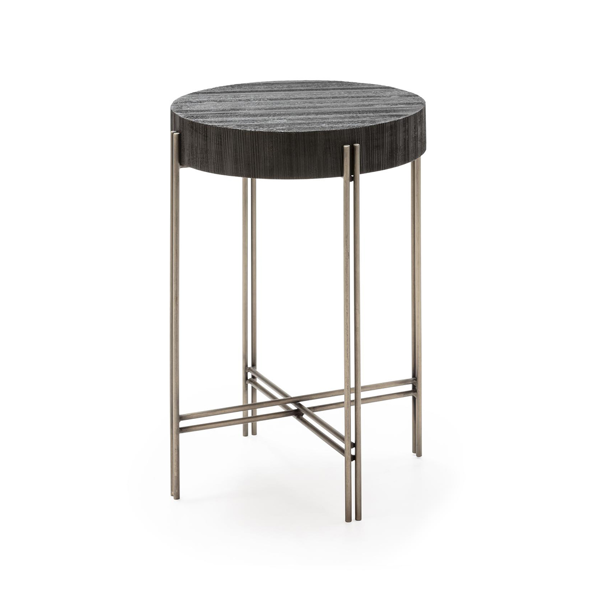 Mesa Auxiliar 41x41x70 Metal/Madera Niquel/Negro