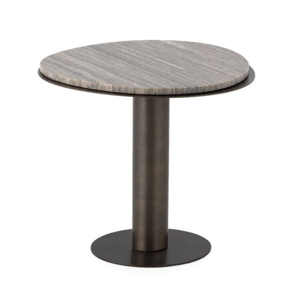 MESA AUXILIAR 45x45x40 METAL/MARMOL BLANCO