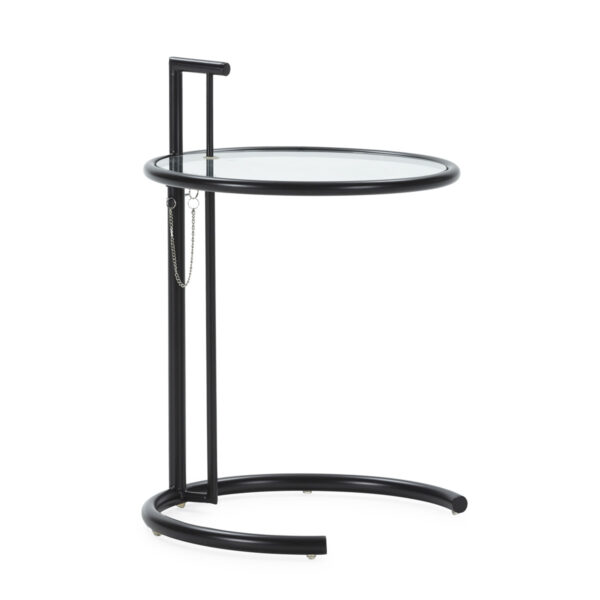 Mesa Auxiliar 52x52x71/98 Metal/Cristal -- Negro