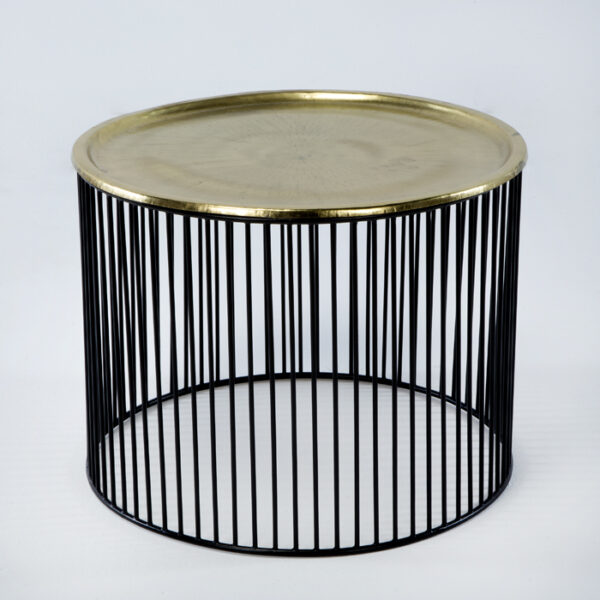 Mesa Auxiliar 56x56x42 Hierro Negro/Dorado
