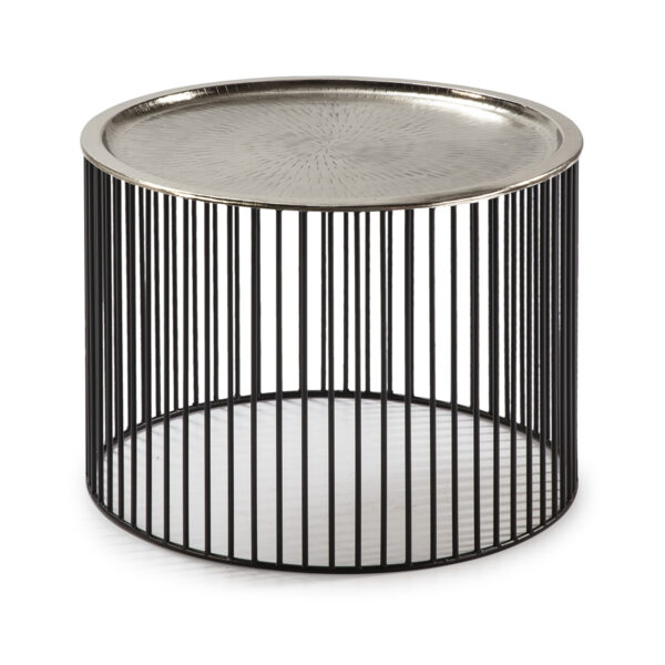 Mesa Auxiliar 56x56x42 Hierro Negro/Plata