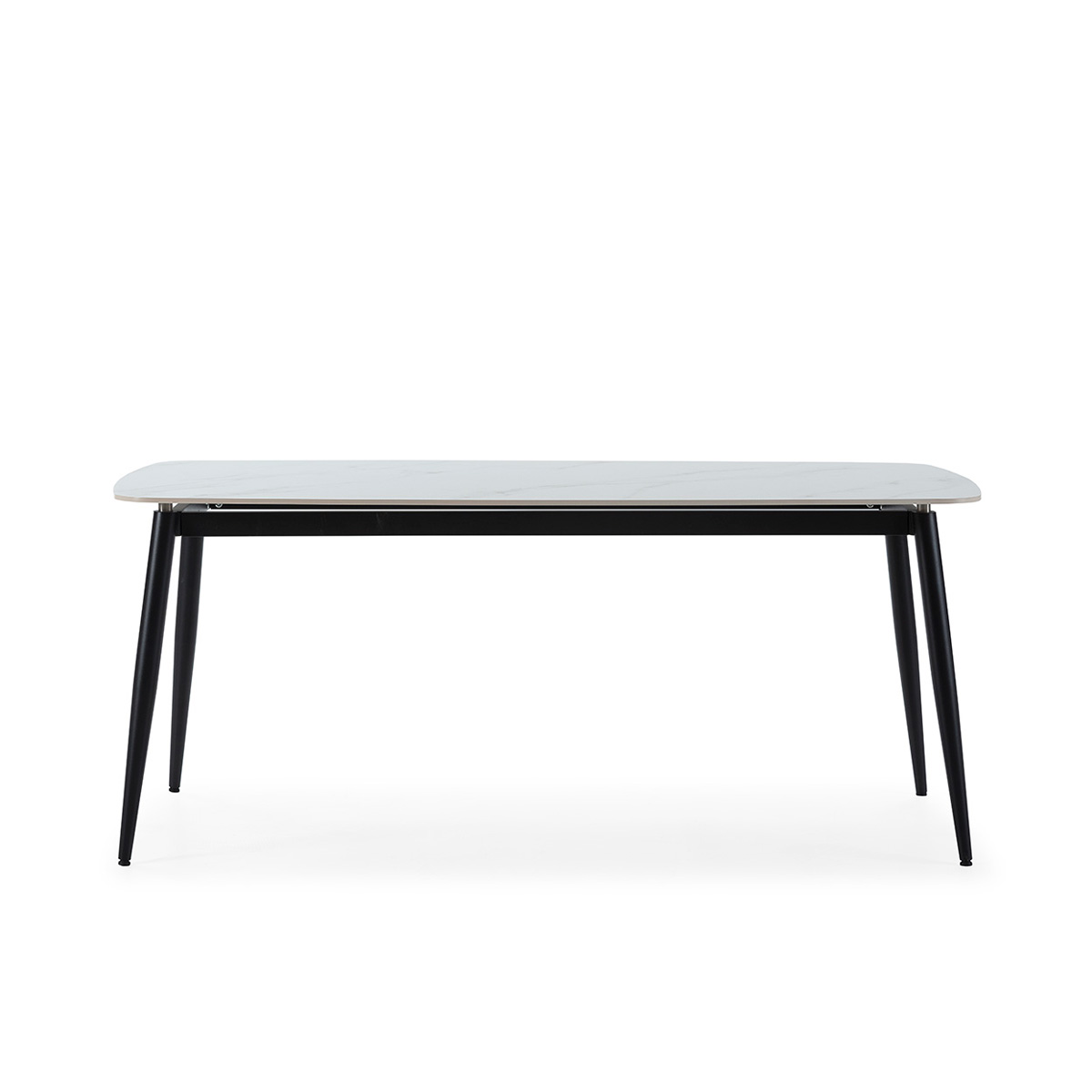 Mesa Comedor 180x90x76 Porcelánico/Metal -- Blanco/Negro