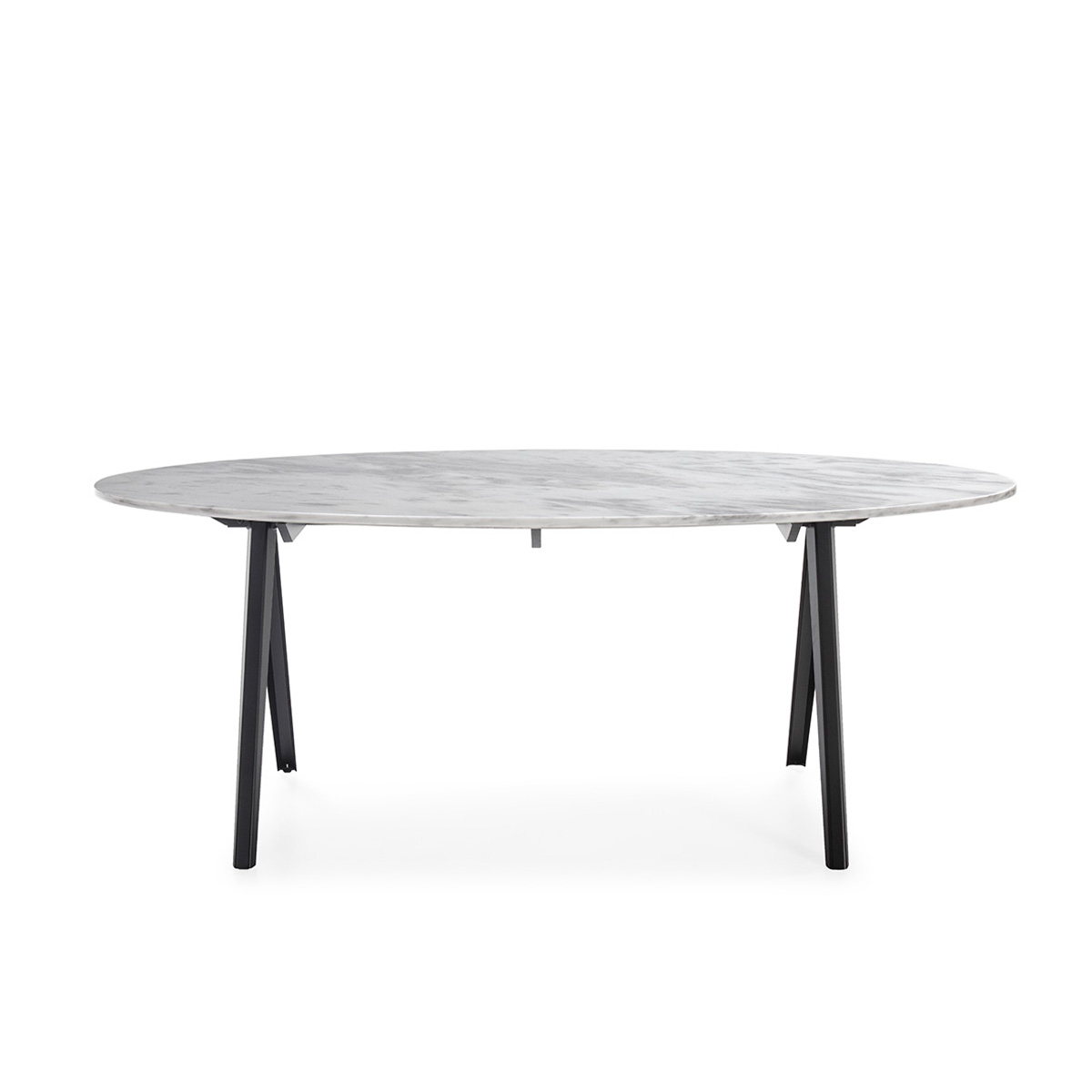 Mesa Comedor 200x100x75 Mármol Blanco/Metal Negro