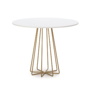 Mesa Comedor 95x95x75 Metal Dorado/DM Blanco
