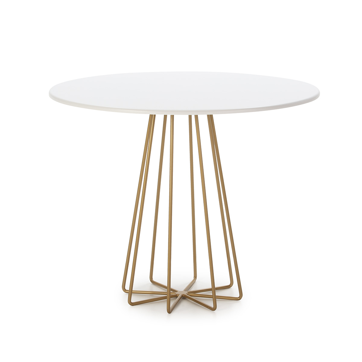 Mesa Comedor 95x95x75 Metal Dorado/DM Blanco