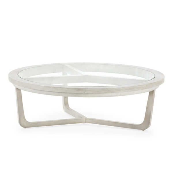 Mesa de Centro 100x100x32 Madera de Cedro/Cristal -- Gris Velado