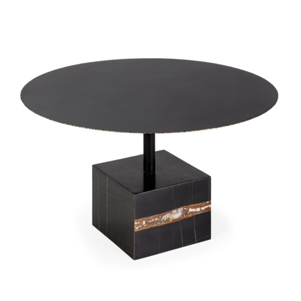 Mesa de Centro 81x81x47 Metal/Mármol Negro/Dorado