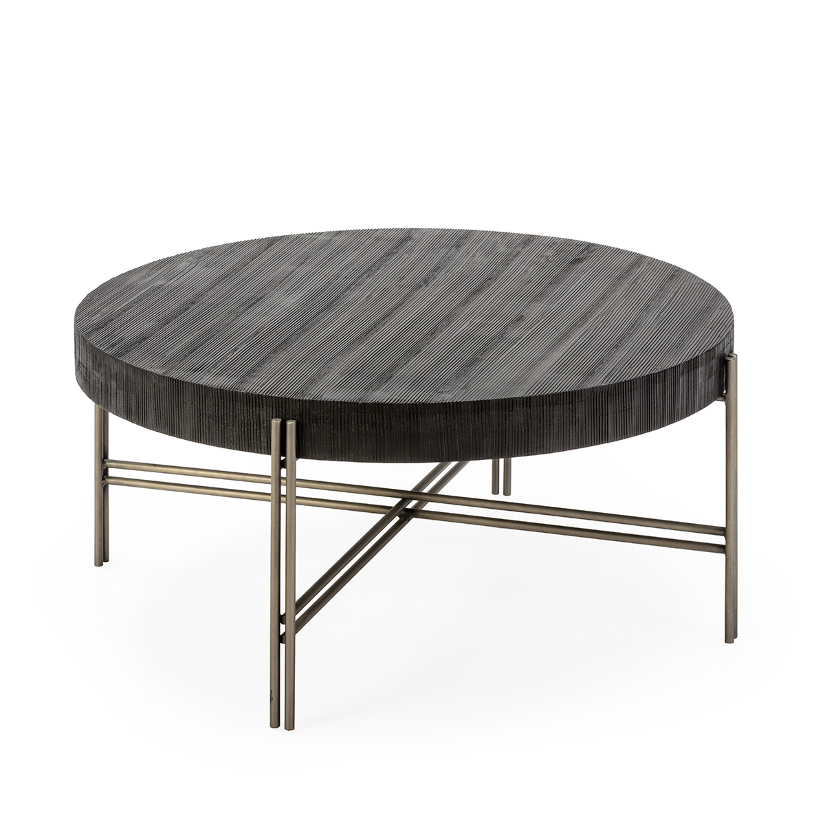 Mesa de Centro 86x86x47 Madera/Metal Negro/Niquel