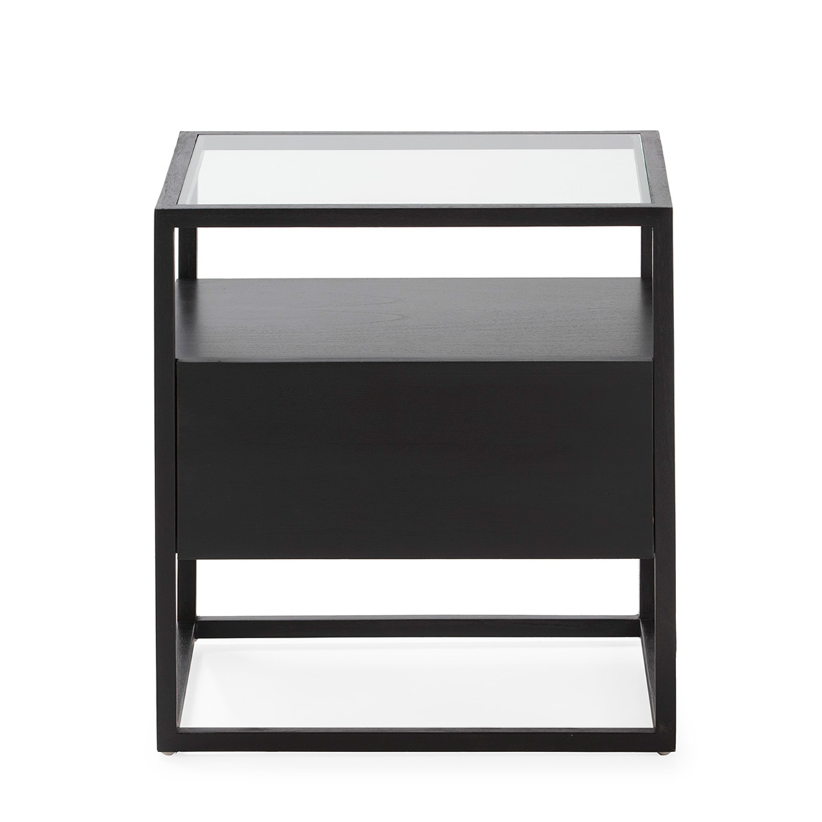 Mesita de Noche 50x40x55 Cristal/Madera Negro