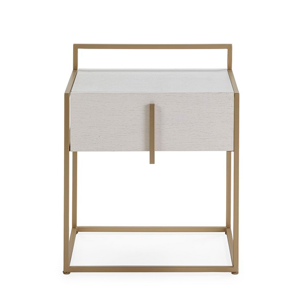 Mesita de Noche 50x40x60 Madera Mindi/Metal Blanco/Dorado