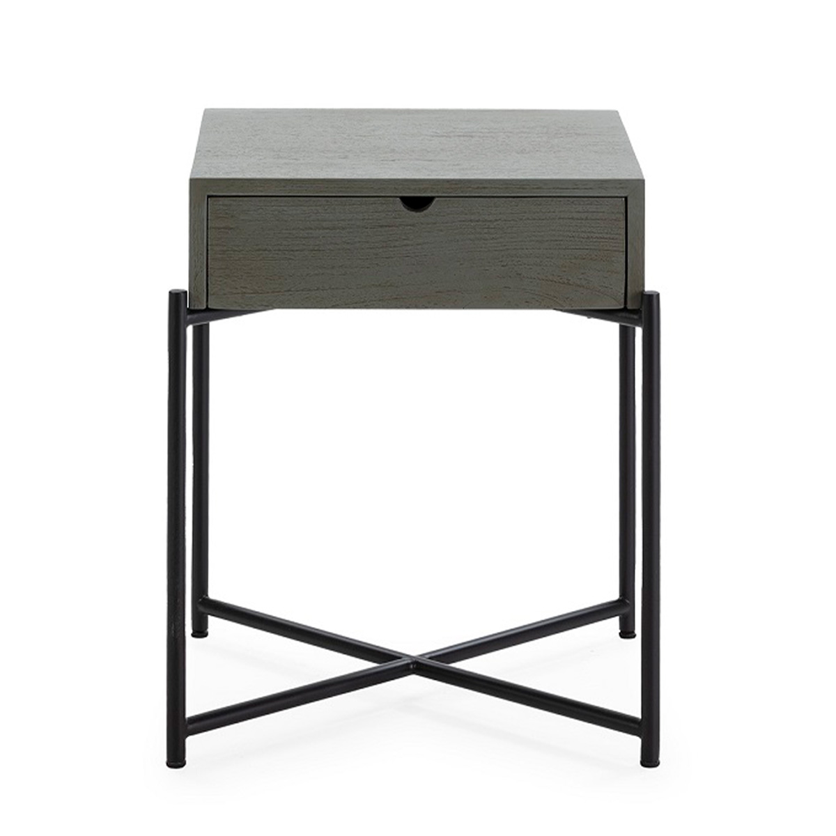 Mesita de Noche 50x40x62 Madera Mindi/Metal Gris/Negro