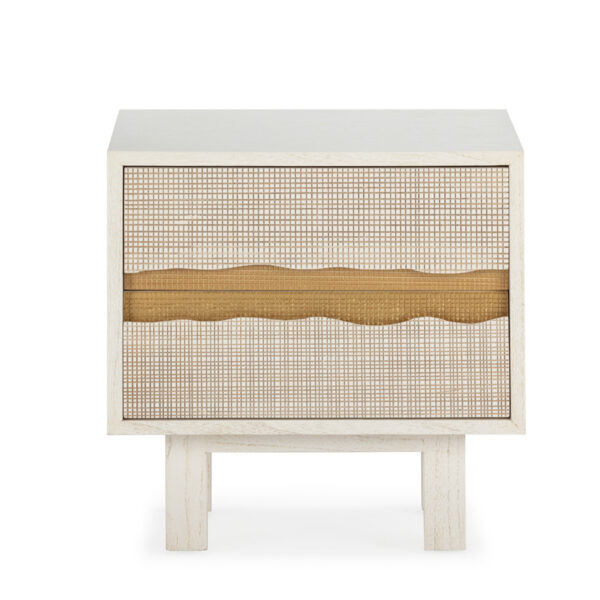 Mesita de Noche 55x40x50 Madera de Cedro -- Blanco/Dorado