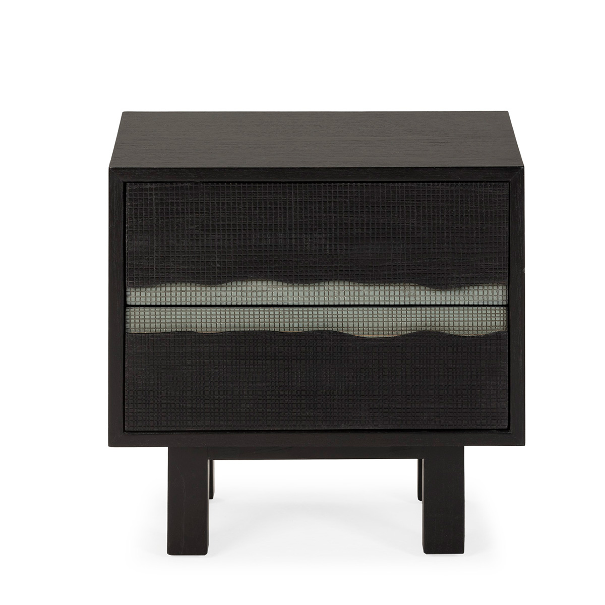 Mesita de Noche 55x40x50 Madera de Cedro -- Negro/Gris