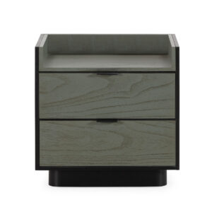 Mesita de Noche 55x45x55 Madera de Cedro/Metal -- Negro/Gris/Negro
