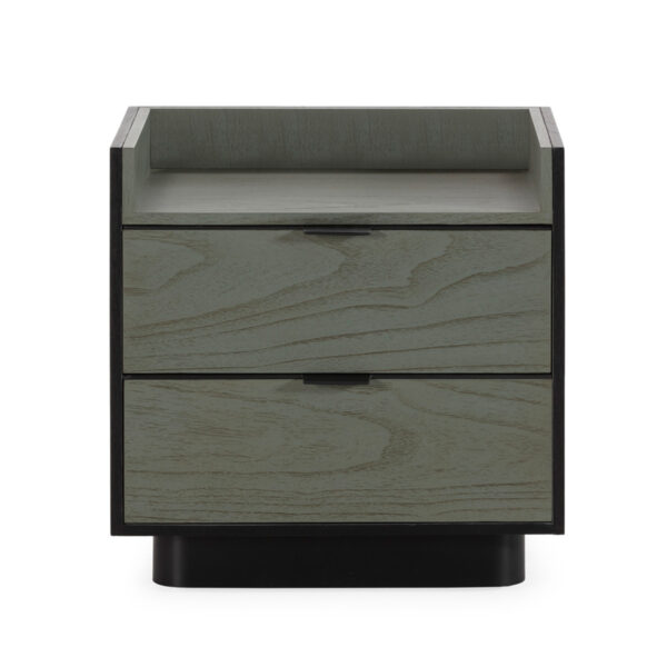 Mesita de Noche 55x45x55 Madera de Cedro/Metal -- Negro/Gris/Negro
