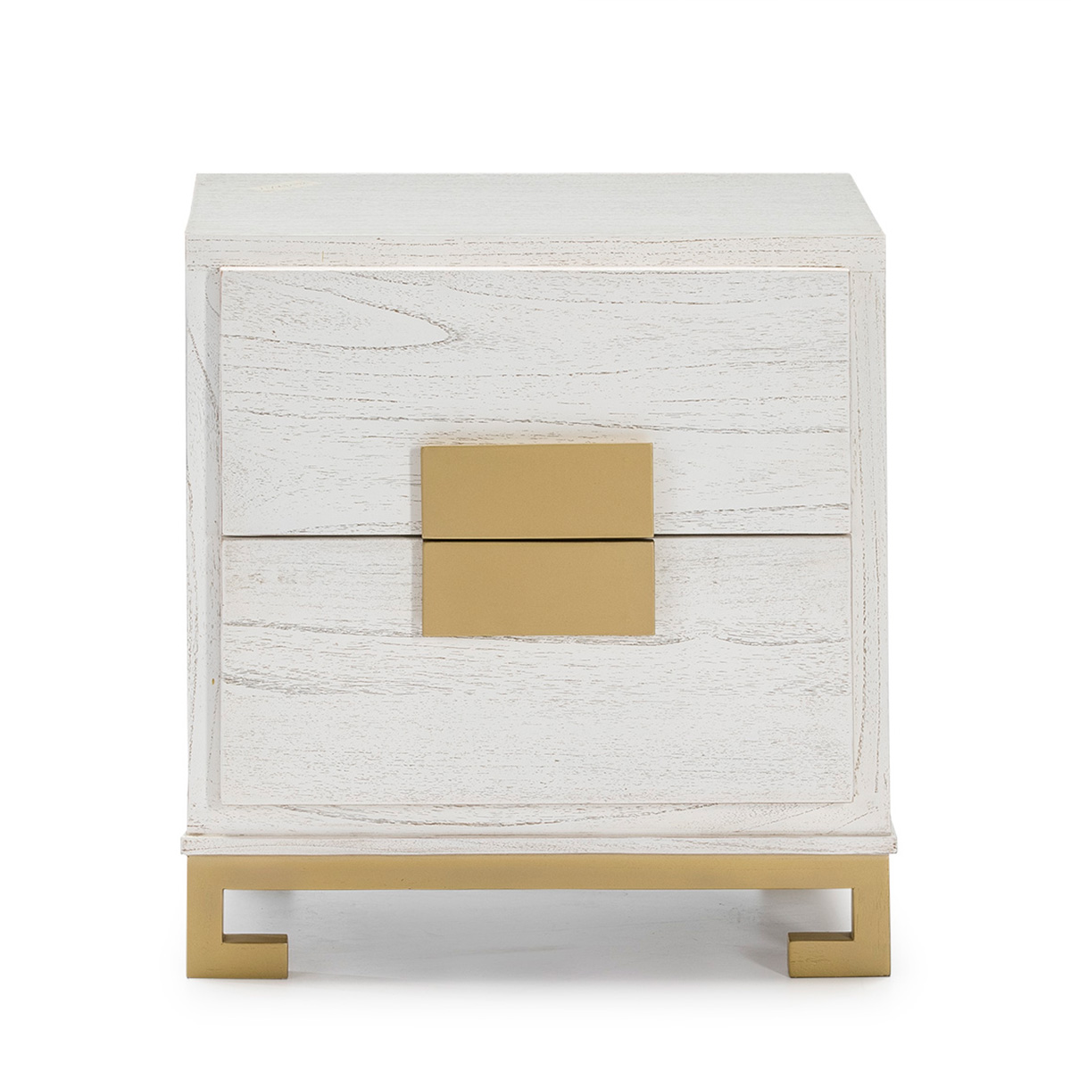 Mesita de Noche 56x41x60 Madera Blanco/Dorado