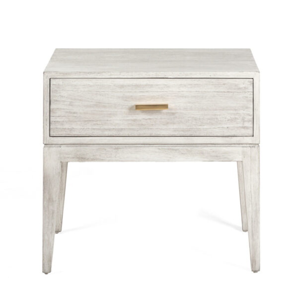 Mesita de Noche 60x45x55 Madera de Cedro/Metal -- Gris Velado/Dorado