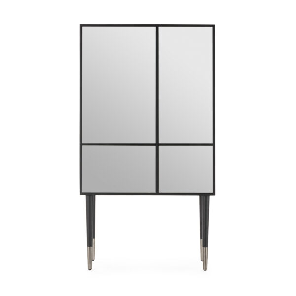 Mueble Bar 90x45x165 Madera Mdf/Espejo -- Negro