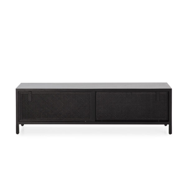 Mueble TV 160x42x48 Madera/Ratán Negro