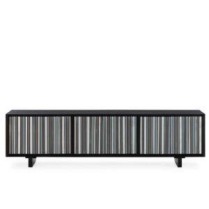 Mueble TV 180x45x55 Madera de Cedro -- Negro/Plata/Gris Metálico