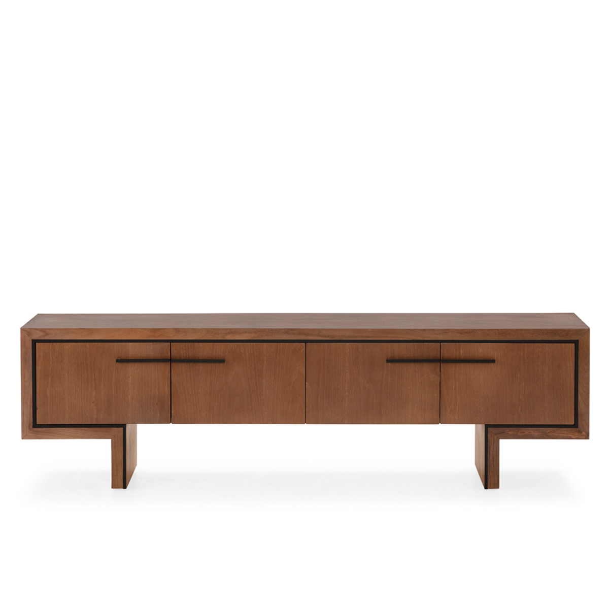 Mueble TV 198X45X55 Madera de Olmo/Metal -- Nogal/Negro