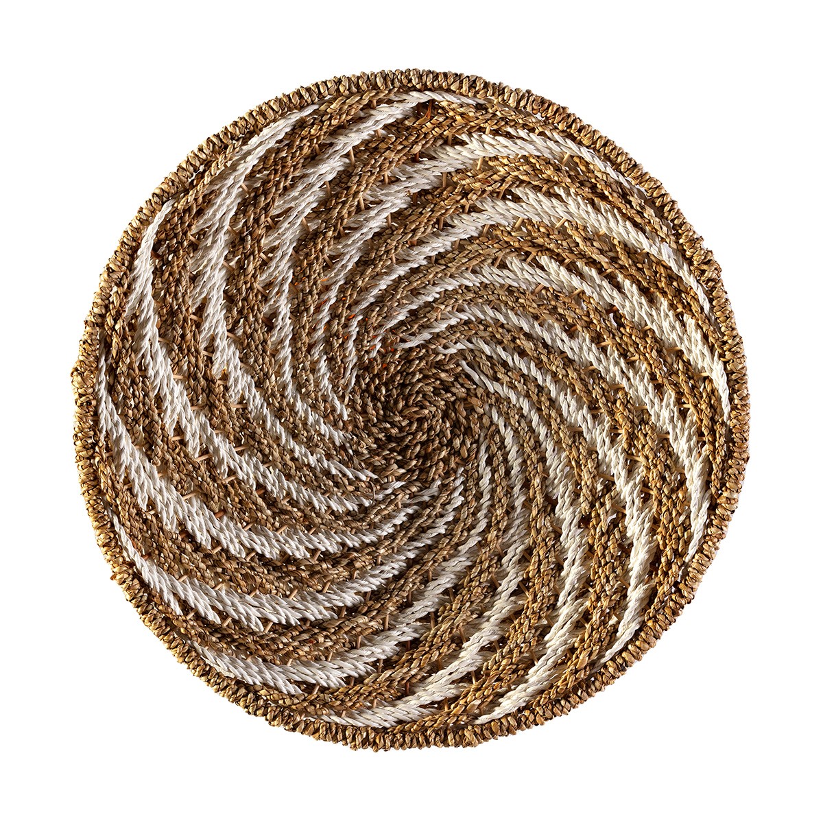 Plato Decorativo 50x50x2 Hierba Marina -- Natural/Blanco