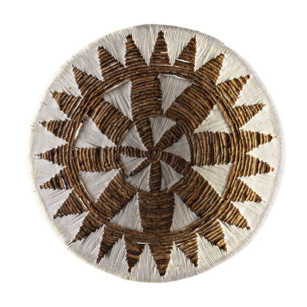 Plato Decorativo 50x50x2 Hoja de Banana -- Blanco/Natural