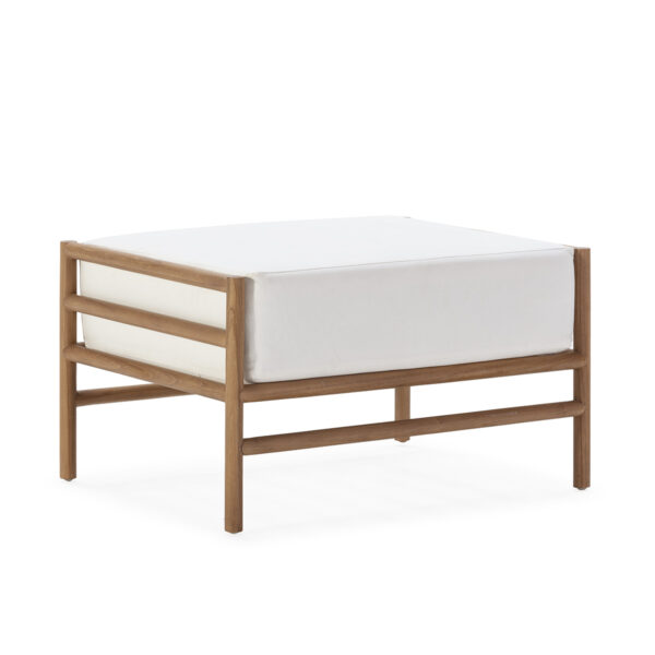 Reposapiés 78x60x44 Madera de Teca/Tela -- Natural/Blanco
