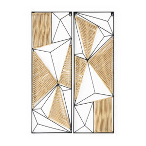 Set/2 Sculpture 30x4x90 / 30x4x90 Metal/Cuerda de Papel -- Negro/Natural