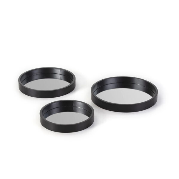 Set/3 Bandeja 40 /  36 /  30 x 5 cm Cristal/Madera Negro