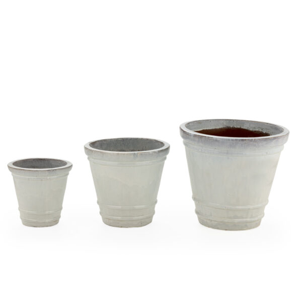 Set/3 Maceteros 58x58x50/45x45x40/33x33x30 Gres -- Blanco