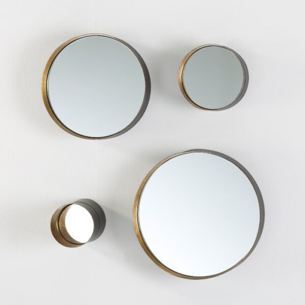 Set/4Espejo 30x8/25x8/15x8/10x15 Metal Negro/Oro