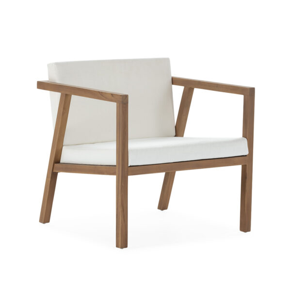 Sillón 70x70x80 Madera de Teca/Tela -- Natural/Blanco