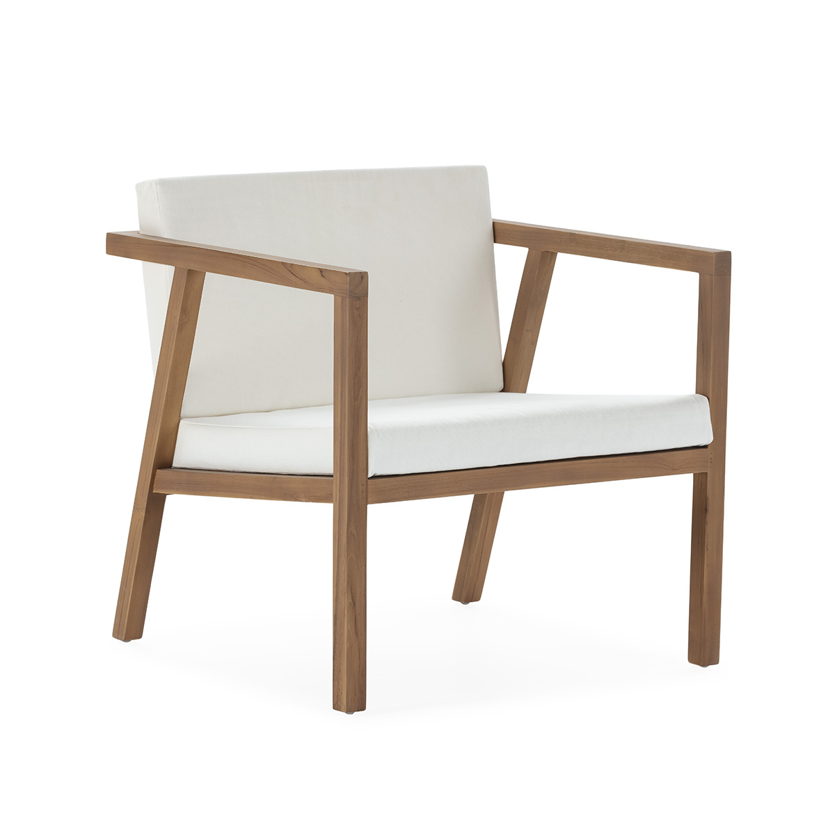 Sillón 70x70x80 Madera de Teca/Tela -- Natural/Blanco