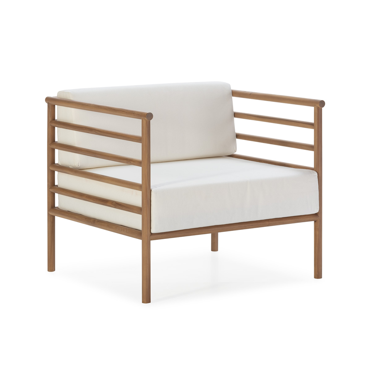 Sillón 72x78x68 Madera de Teca/Tela -- Natural/Blanco