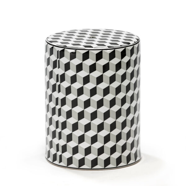 Taburete 33x43 Cerámica Blanco/Negro/Gris