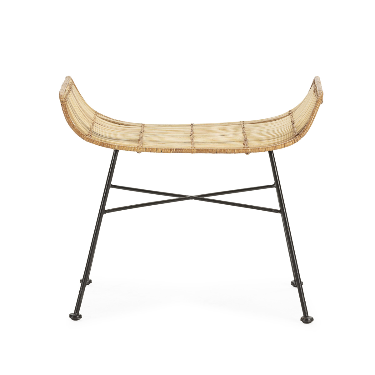 Taburete 61x41x52 cm Metal/Mimbre -- Negro/Natural