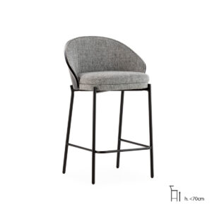 Taburete xx Hierro/Chapado Fresno/Tela -- Negro/Negro/Gris