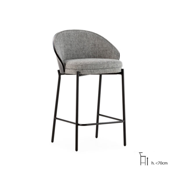 Taburete xx Hierro/Chapado Fresno/Tela -- Negro/Negro/Gris