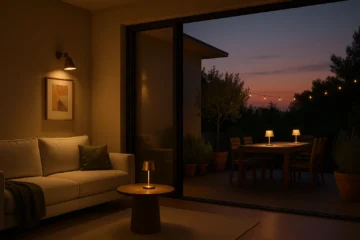 iluminación sin cable y por capas: transforma salón y terraza