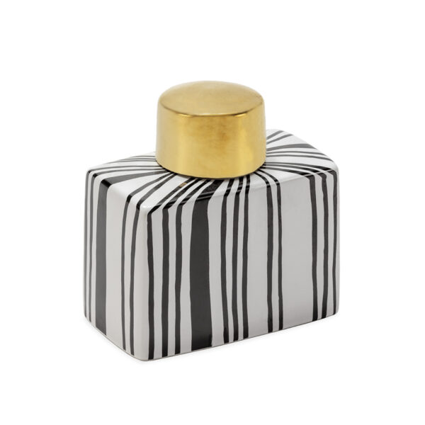 Tibor 13x7x17 Cerámica Blanco/Dorado/Negro
