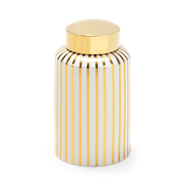 Tibor 16x16x27 Cerámica Blanco/Dorado