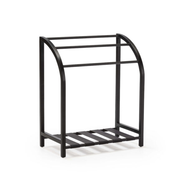 Toallero 76x40x91 Madera de Teca/Cuero -- Negro