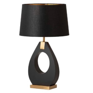 Lámpara Sobremesa Metal Mdf Negro 40x40x68 Cm