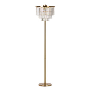 Lámpara De Suelo Metal Cristal Dorado 40x40x160 Cm