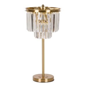 Lámpara Sobremesa Cristal Metal Dorado 30x30x60 Cm