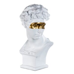 Figura Decoracion Resina Blanca Dorada 32x33x58 Cm
